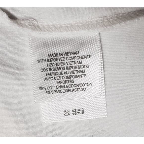 Liz Claiborne White Top Sz SP Cotton Blend  Grommet Neck Stretch Casual Chic - Picture 7 of 8